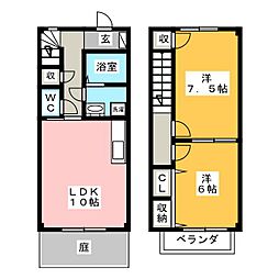 ブランシェヒロB 2LDKの間取図画像