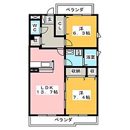 グランシャリオ 2LDKの間取図画像