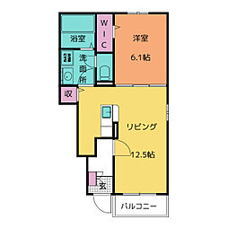 エトワールＢ 1階1LDKの間取り