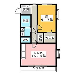 桜ヶ丘　ＬＵＣＫ　ＨＩＬＬ 3階1LDKの間取り