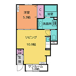 グレイスエイト 1階1LDKの間取り