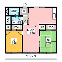 ＳＳコーポＰＡＶＯ 2階2LDKの間取り