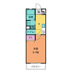 コリーナ　ルミノーザ 2階1Kの間取り