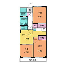 グローリアスヒル 3階3DKの間取り