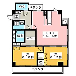 アルセトキワ 4階2LDKの間取り