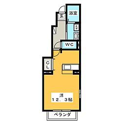 ボニート 1階ワンルームの間取り