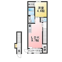 クルール 201 2階1LDKの間取り