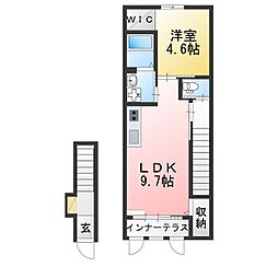 クルール 203 2階1LDKの間取り