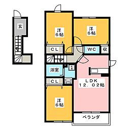 サニーフォレストA 3LDKの間取図画像