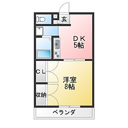 サン西塚 1DKの間取図画像