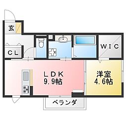 カーサ・ソラーレ 1LDKの間取図画像
