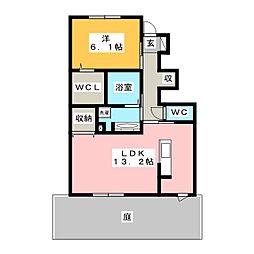 ボヌール東新 1LDKの間取図画像