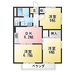 ウインドワードEAST 3DKの間取図画像