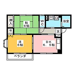 グランデージ小田渕A 2DKの間取図画像