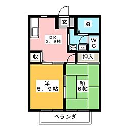 ディアス長篠 2DKの間取図画像