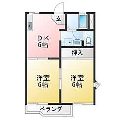 グリーンハイツ宮路 2DKの間取図画像