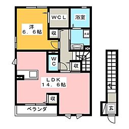 ボヌールB 1LDKの間取図画像