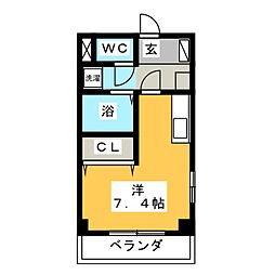 グランデージ・アサヒ ワンルームの間取図画像