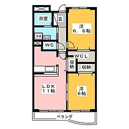 パーシモン 2LDKの間取図画像