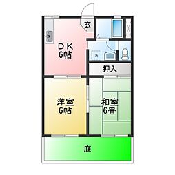 ハニータウンA 2DKの間取図画像