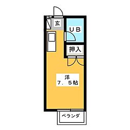 キャッスルハイムA ワンルームの間取図画像