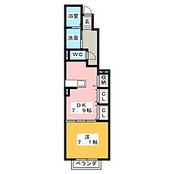 スウィートノーブルA 1DKの間取図画像