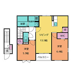 ヌーベル・ヴィ2 2LDKの間取図画像
