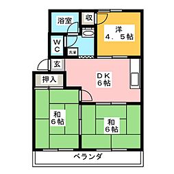 エルハイム森 3DKの間取図画像