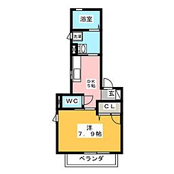 エクラージュ豊川 1Kの間取図画像