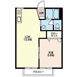 ほほえみ荘 1LDKの間取図画像