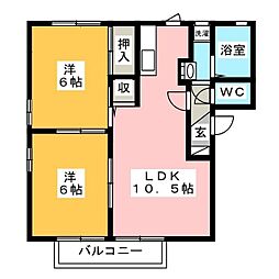 ハイツ熊谷 2LDKの間取図画像