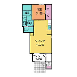 アンジュヴェール 1LDKの間取図画像