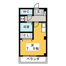 グランデージ2000 ワンルームの間取図画像