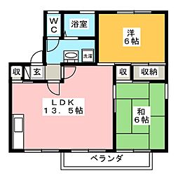 セジュールリブラン 2LDKの間取図画像