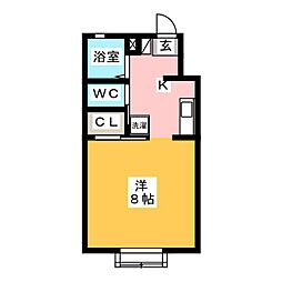 ミューズイン本野ケ原 1Kの間取図画像