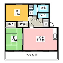 グレイス上野B 2LDKの間取図画像