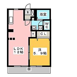アルカディアA 1LDKの間取図画像