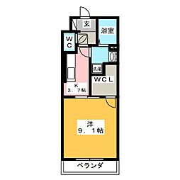 ロジュマン2 1Kの間取図画像