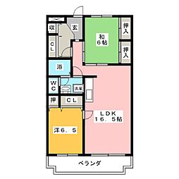 ヴィラ・リブラン 2LDKの間取図画像