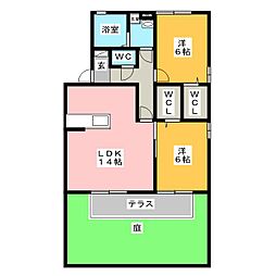 フォンテーヌ松下 2LDKの間取図画像