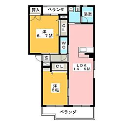 ソレアードみのる2 2LDKの間取図画像