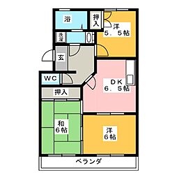 ラ・フォーレ西沢 3DKの間取図画像