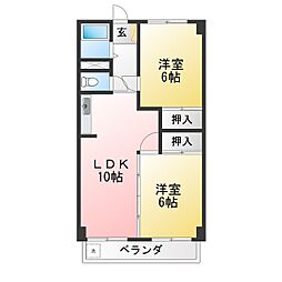 中尾マンション 2LDKの間取図画像