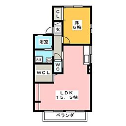 プレミールソシアC 1LDKの間取図画像