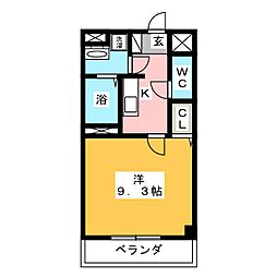 レジデンスM 1Kの間取図画像