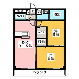 コーラルガーデン市場A 2DKの間取図画像