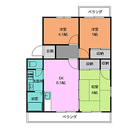 コーポジンナカ 3階3DKの間取り