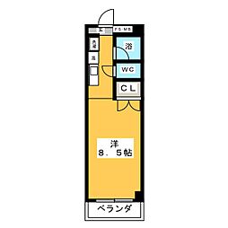 豊田メモリアルハイツ 5階ワンルームの間取り