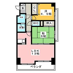 ファーストステージ陣中公園　壱番館 4階2LDKの間取り