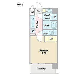 プロシード豊田 3階1Kの間取り